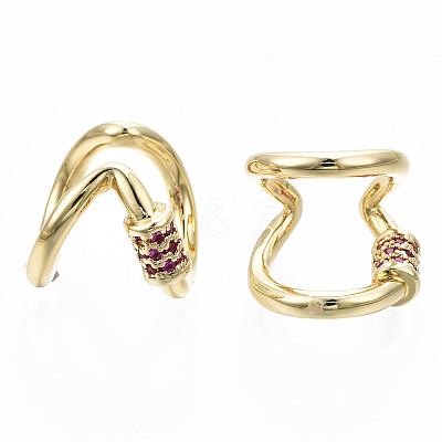 Brass Micro Pave Cubic Zirconia Cuff Earrings EJEW-S210-013-NR-1