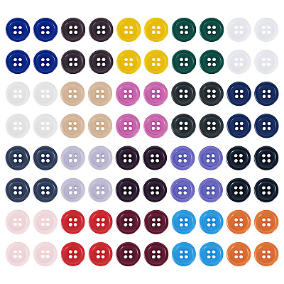 320Pcs 20 Colors 4-Hole Resin Buttons BUTT-TA0001-29D-1