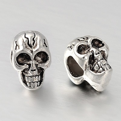 Skull Alloy European Beads MPDL-E040-59AS-1