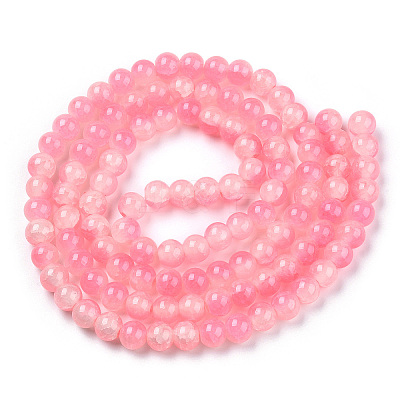 Crackle Baking Paint Imitation Jade Glass Beads Strands DGLA-T003-6mm-02-1