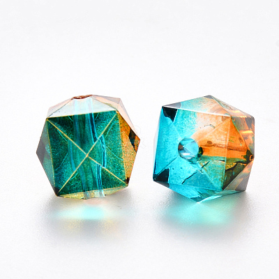 Transparent Spray Painted Crackle Acrylic Beads ACRP-YW0001-01G-1