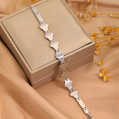 304 Stainless Steel Geometric Rhombus Link Chain Bracelets for Women WG21875-01-1