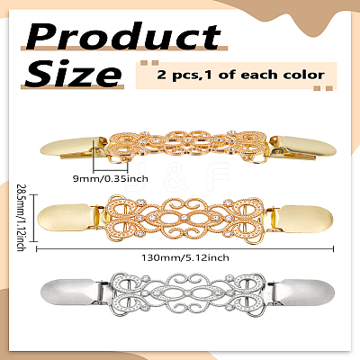 2Pcs 2 Colors Alloy with Rhinestone Cardigan Clips JEWB-LP0001-06-1