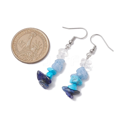 Natural Mixed Stone & Synthetic Turquoise Dangle Earrings EJEW-JE06030-1