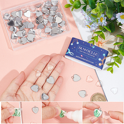 DIY Blank Heart Dome Pendant Making Kit DIY-SC0023-02-1