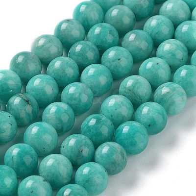 Natural Gemstone Amazonite Round Beads Strands G-O017-8mm-08C-1