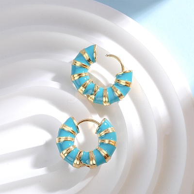 Enamel Striped Thick Hoop Earrings JE1110B-1