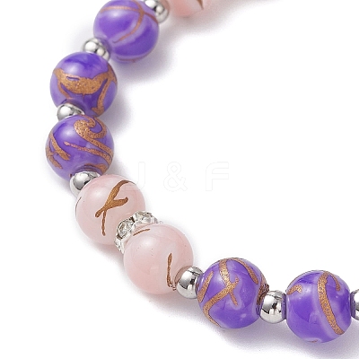 Round Glass Beaded Stretch Bracelets BJEW-JB12649-1