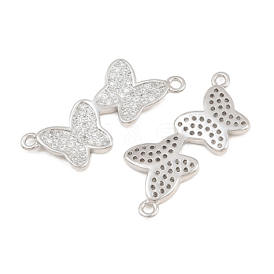 Brass Micro Pave Clear Cubic Zirconia Connector Charms CU-CBA908F-04P-06-1