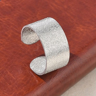 Textured 304 Stainless Steel Cuff Open Rings RJEW-D357-03P-1