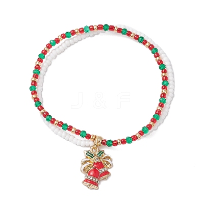 3Pcs Christmas Glass Seed Beads & Glass Beads Multi-layered Bracelets BJEW-MZ00240-1