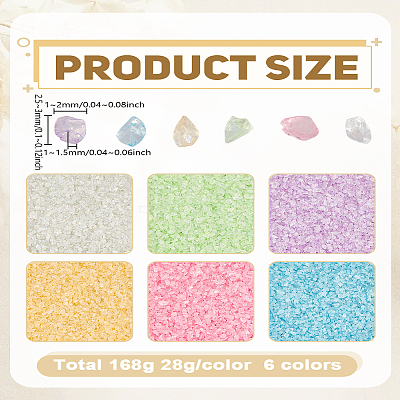 168G 6 Colors Luminous Glass Nail Art Decoration Accessories MRMJ-LP0001-04-1