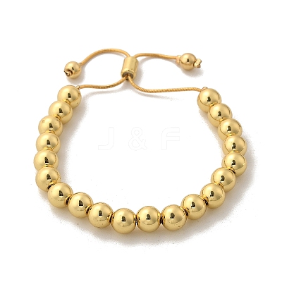 Rack Plating Brass Round Beaded Slider Bracelet for Women BJEW-B066-01A-02-1