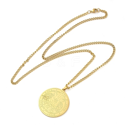 304 Stainlessa Steel Curb Chain Pendant Necklaces NJEW-H034-06G-1