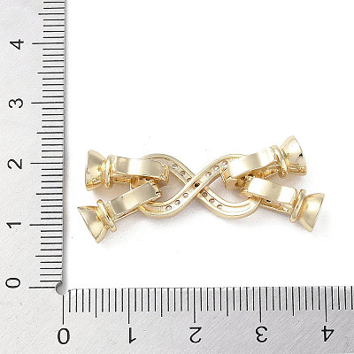 Rack Plating Brass with Clear Cubic Zirconia Fold Over Clasps KK-G489-02G-1