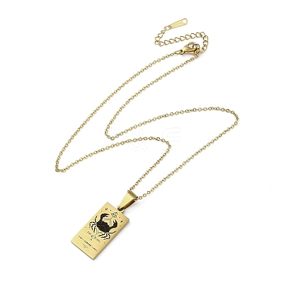304 Stainless Steel Black Enamel Rectangle with Constellation Pendant Necklaces NJEW-I128-01C-1