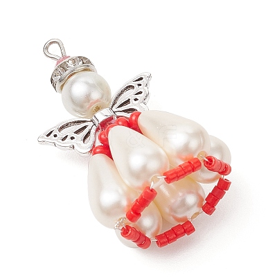 Pearlized Glass Pearl Beads Pendants PALLOY-MZ00487-03-1