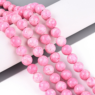 Dyed Synthetic Fossil Beads Strands G-T139-8mm-66C-1