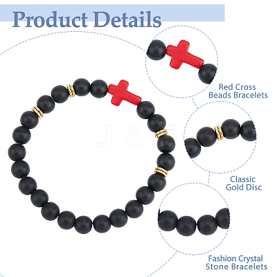 8Pcs 8 Colors Dyed Synthetic Turquoise Cross Beaded Stretch Bracelets Set BJEW-FI0001-27-1