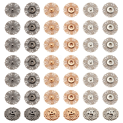 24Pcs 3 Colors Alloy & Brass Snap Buttons FIND-NB0003-69-1