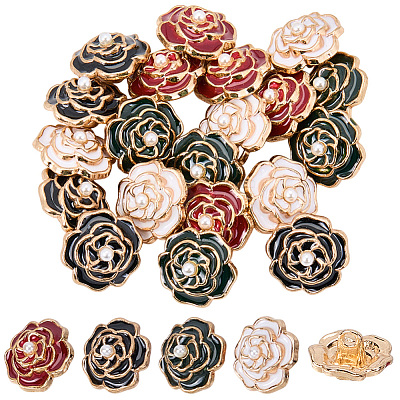 20Pcs 4 Colors Alloy Enamel Shank Buttons BUTT-CY0001-15-1