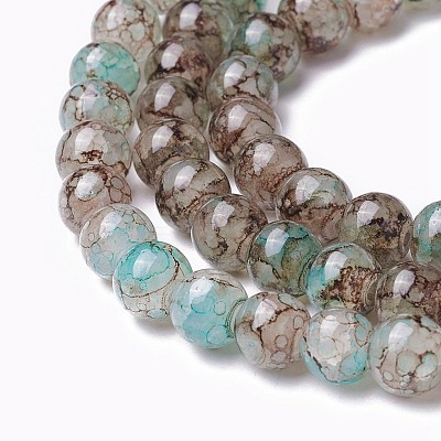 Spray Painted Glass Beads Strands X-GLAA-A038-C-48-1