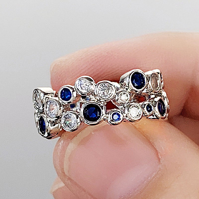Hollow Brass Pave Cubic Zirconia Finger Rings FS-WG3B071-02-1