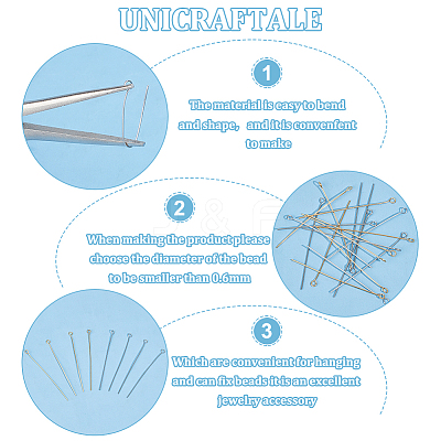 400Pcs 2 Colors 304 Stainless Steel Eye Pins STAS-UN0054-77-1