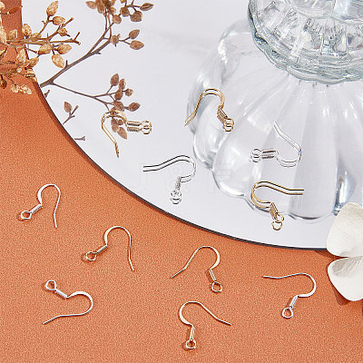 100Pcs 2 Colors Brass Earring Hooks KK-BBC0004-40-1