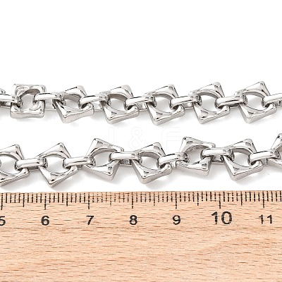 304 Stainless Steel Rhombus Link Chain Necklaces for Women Men NJEW-F363-02P-1
