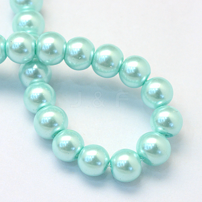 Baking Paint Pearlized Glass Pearl Round Beads Strands X-HY-Q003-10mm-45-1