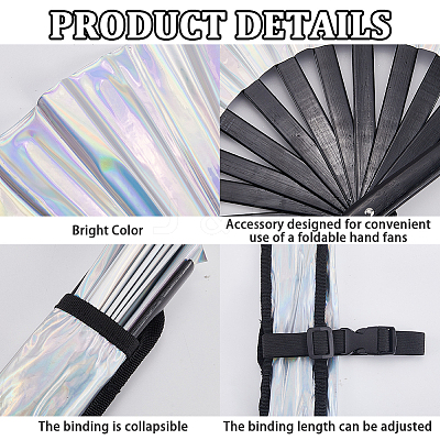 Laser PVC Plastic & Oxford Cloth Fan with Fan Bags AJEW-WH20022-90-1