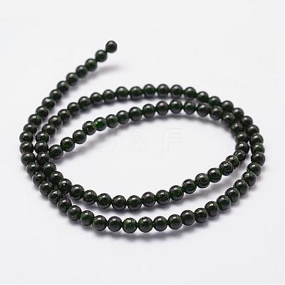 Synthetic Green Goldstone Beads Strands G-N0178-02-4mm-1