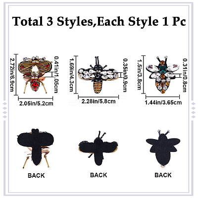 3Pcs 3 Style Bees Shape Felt Sew on Appliques DIY-GF0008-65-1