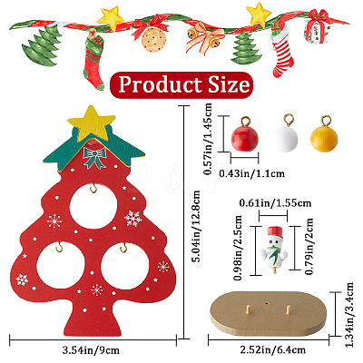 2 Sets 2 Colors Christmas Tree Wooden Display Decoration for Kids DJEW-GF0001-62-1