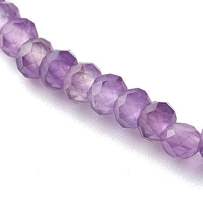 Faceted Rondelle Natural Amethyst Beads Stretch Bracelets BJEW-JB06383-02-1