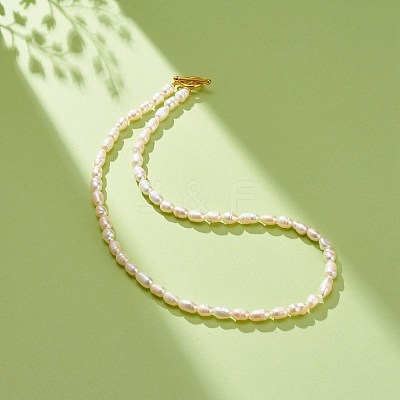 Grade A Natural Pearl Rice Beaded Necklace for Women NJEW-JN03958-1