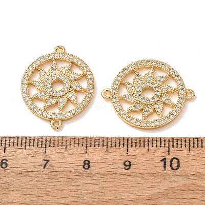 Brass Micro Pave Clear Cubic Zirconia Connector Charms CU-CBA4579-04G-B-1