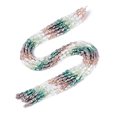 Electroplate Imitation Jade & Opaque & Transparent Glass Beads Strands EGLA-Q135-4x6MM-01D-1