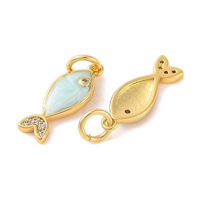 Rack Plating Brass Micro Pave Cubic Zirconia Pendants KK-H486-14G-01-1