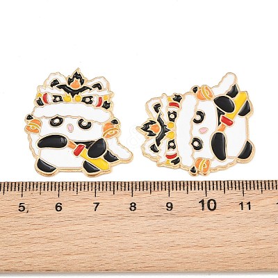 Chinese Lion Dance Panda Alloy Enamel Cabochons AL-CBA1A6F-03KCG-B-1