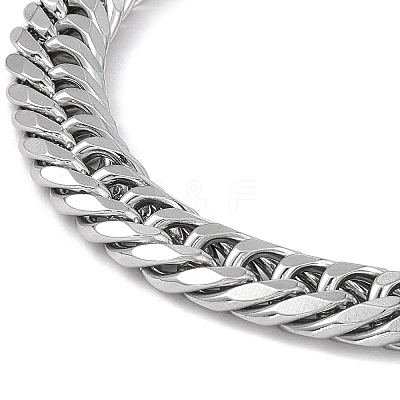 Tarnish Resistant 201 Stainless Steel Curb Chain Bracelet with 304 Stainless Steel Clasps for Men Women BJEW-M235-02E-P-1