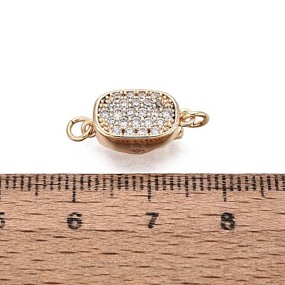 Brass Micro Pave Clear Cubic Zirconia Box Clasps KK-Q074-04G-1