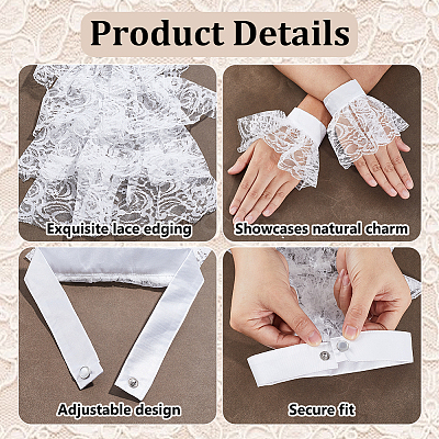 Polyester Detachable Flower Lace Collar Sets for Women DIY-WH0816-187A-1