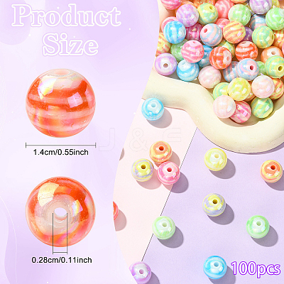 100Pcs 2 Styles AB Color Plated Acrylic Beads SACR-YW0002-05-1