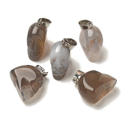 Natural Grey Agate Pendants G-Z067-02P-10-1