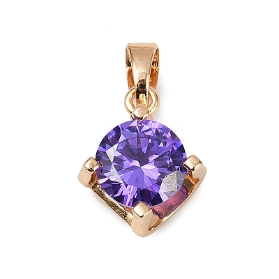 Brass Micro Pave Cubic Zirconia Pendants KK-E795-29KCG-05-1