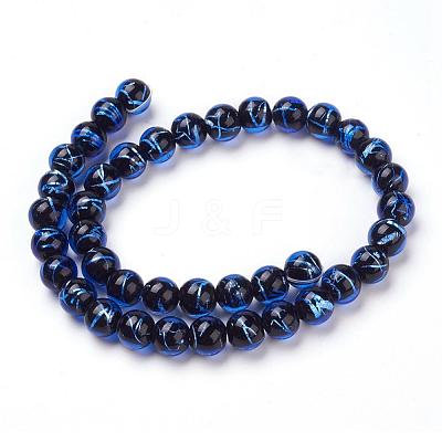 Handmade Silver Foil Lampwork Beads Strands FOIL-L016-C09-1
