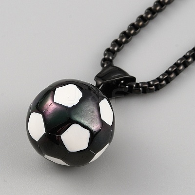 304 Stainless Steel Football Pendant Necklace with Box Chains for Women X1-NJEW-SZC0003-01EB-1