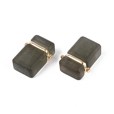 Glass Rectangle Links Connector Charms GLAA-T023-42A-1